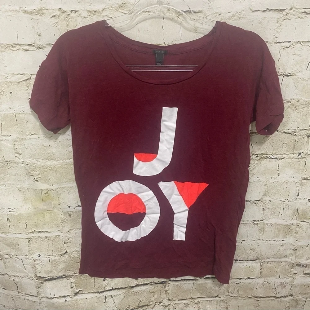 J Crew Burgundy Holiday Joy Short Sleeve T Shirt